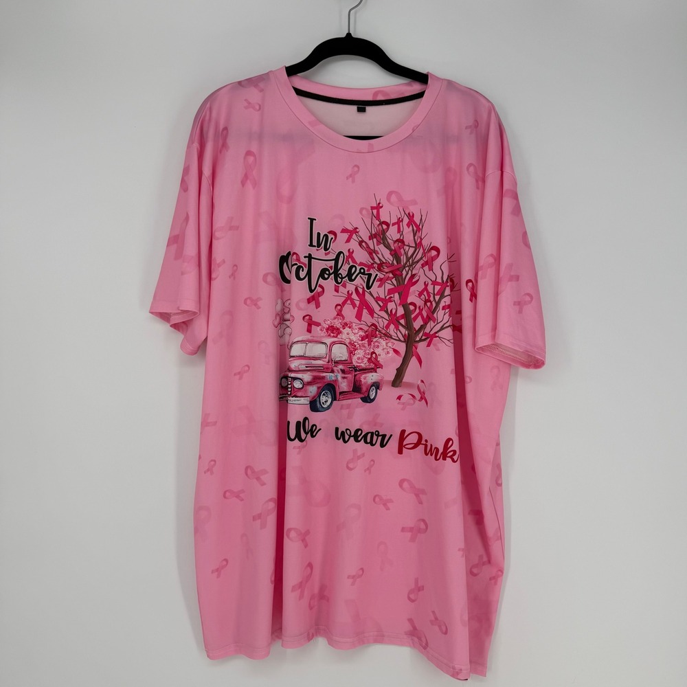 Breast Cancer‎ Awareness T-Shirt Women XL Pink Ribbon Truck October Tee Casual
